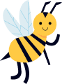 Happy cartoon bee with wings