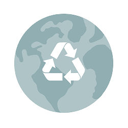 Earth with recycling symbol overlay
