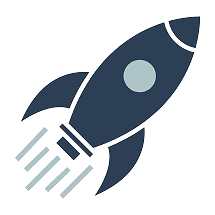 Stylized rocket launching upwards